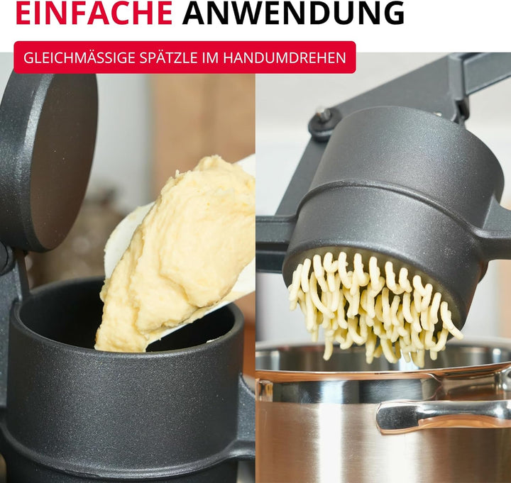 Westmark Spätzle- und Kartoffelpresse Spätzlepress "Special Dark Edition", Länge: 41 cm, mit runder