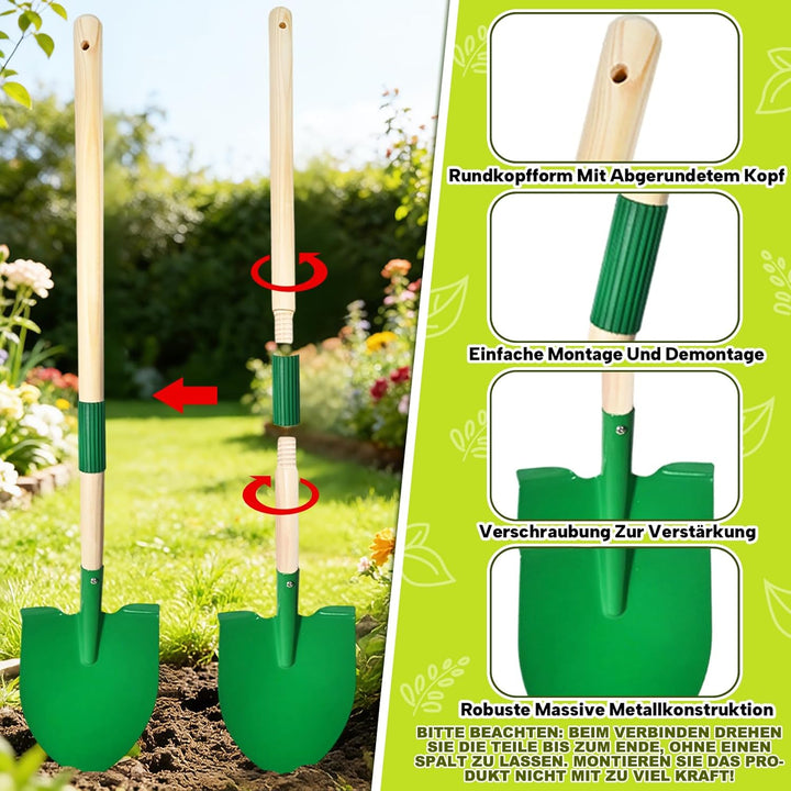 10 Stück Kinder Gartenwerkzeug Set, Metall Gartenwerkzeug Set mit Schaufel, Rechen, Gabel, Arbeitsha