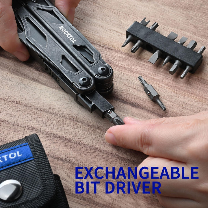 ROCKTOL Multitool, VG-10 Blade, 29-in-1 Multitool Pliers with Replaceable Wire Cutters and Saw, Heav