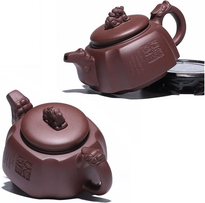 Teekanne, 300 ml, chinesischer Ton, Zisha, Zisha, Drachengriff, Löwendeckel, Gongfu, loser Tee