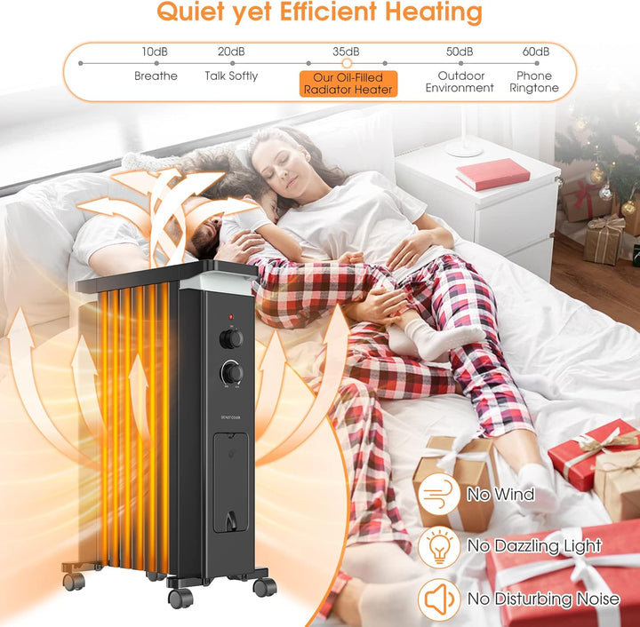 RELAX4LIFE Ölradiator 1500W, Elektrische Heizung mit 7 Rippen&3 Heizstufen&Handtuchhalter, Elektrohe