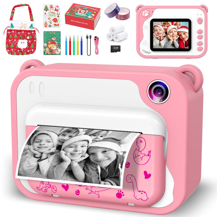 Ushining Sofortbildkamera für Kinder, Kinderkamera 10X Zoom Digitalkamera Kinder 2,4 Zoll Bildschirm