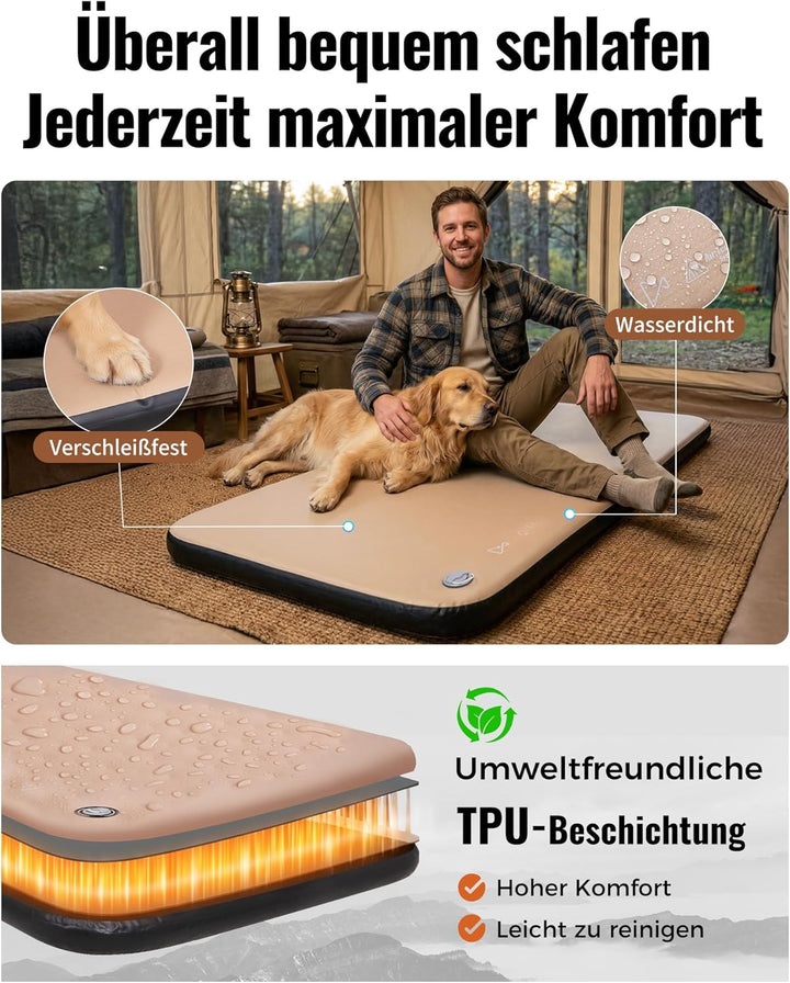 KingCamp Isomatte Camping,8CM Dicke,100cm Breit Camping Matratze,Ruckelfreie Schlafmatte Drop-Stitch