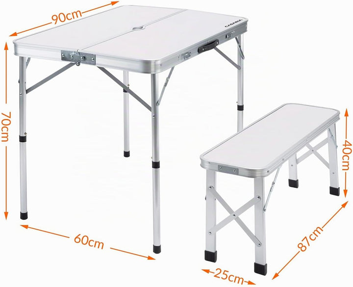 CASARIA® Klapptisch Wetterfest Höhenverstellbar Campingtisch mit Bänken Gartentisch Falttisch 120x60