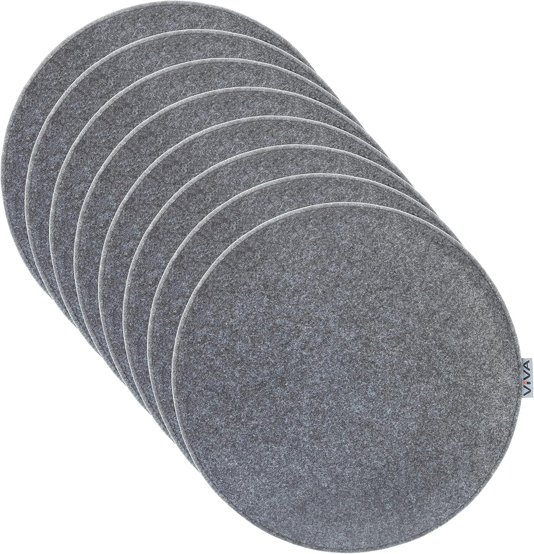Brandsseller 8er Set Sitzkissen aus Filz Ø 35x2 cm – Robuste Stuhlauflagen für innen und aussen, run