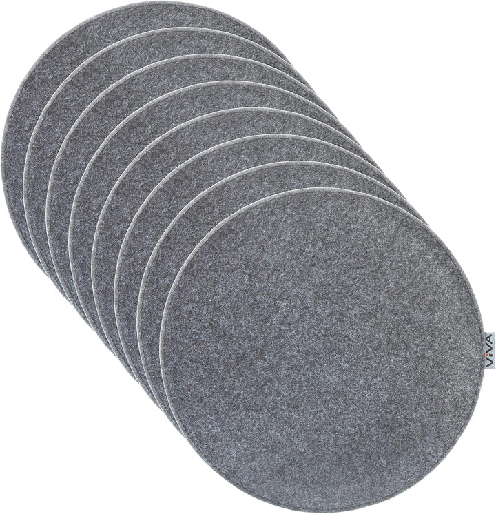 Brandsseller 8er Set Sitzkissen aus Filz Ø 35x2 cm – Robuste Stuhlauflagen für innen und aussen, run
