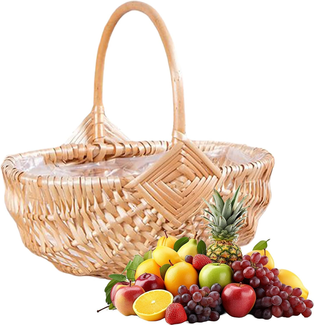 Weidenkorb Mit Henkel Grosser Picknickkorb Aus Rattan Aufbewahrungskorb Für, Camping, Hochzeit, Gart