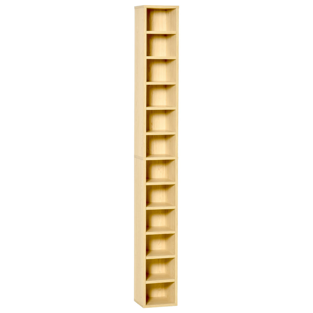 HOMCOM 204 CD-Regal schmal 12 Ebenen 175 cm, Eichenfarbe | Hohes Aufbewahrungsregal, Aufbewahrungstu