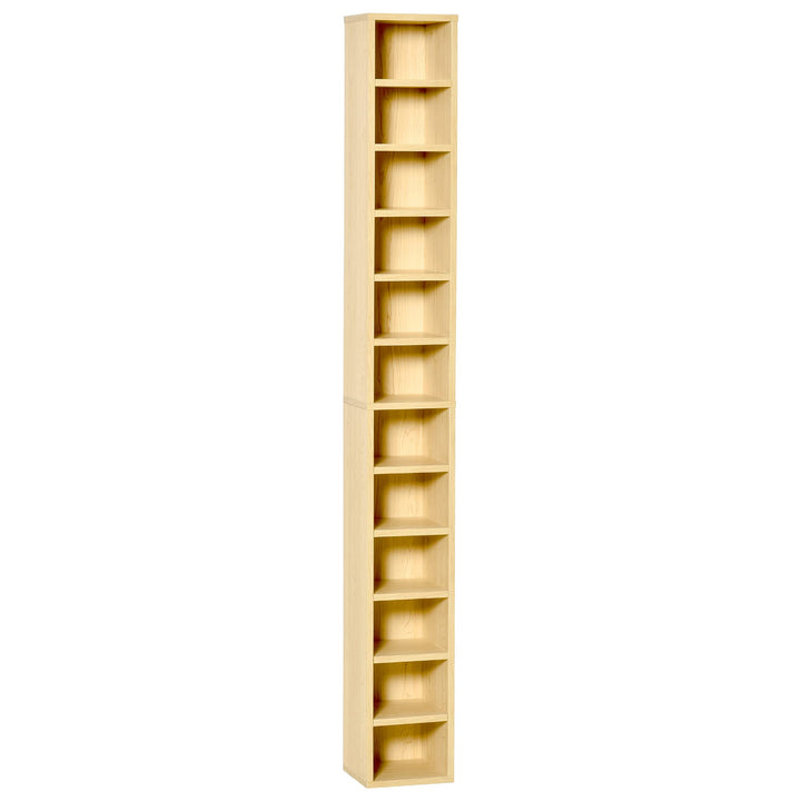 HOMCOM 204 CD-Regal schmal 12 Ebenen 175 cm, Eichenfarbe | Hohes Aufbewahrungsregal, Aufbewahrungstu