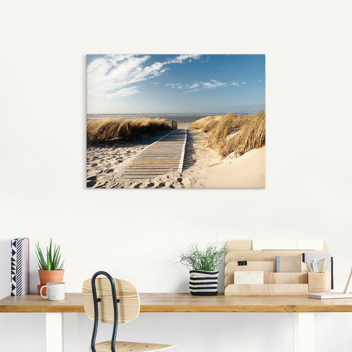 Artland Leinwandbild Wandbild Bild auf Leinwand 80x60 cm Wanddeko Strand Meer Maritim Düne Gräser No