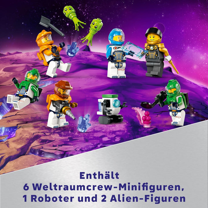 LEGO City Raumbasis mit Startrampe, Raumstation-Spielzeug mit Weltraum-Fahrzeug und Raumschiff für K