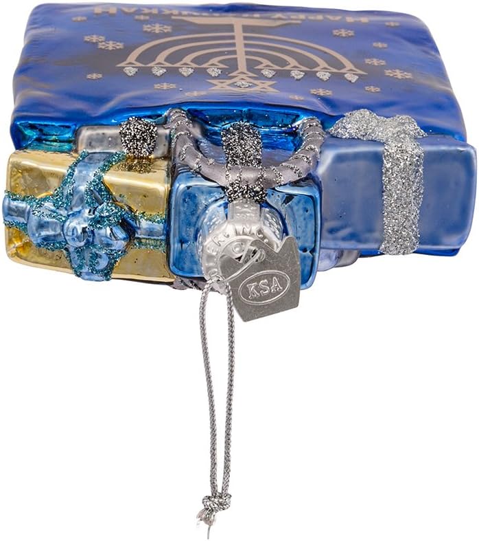 Kurt Adler 10,2 cm Noble Gems Happy Hanukkah Glas Geschenk Tüte Ornament