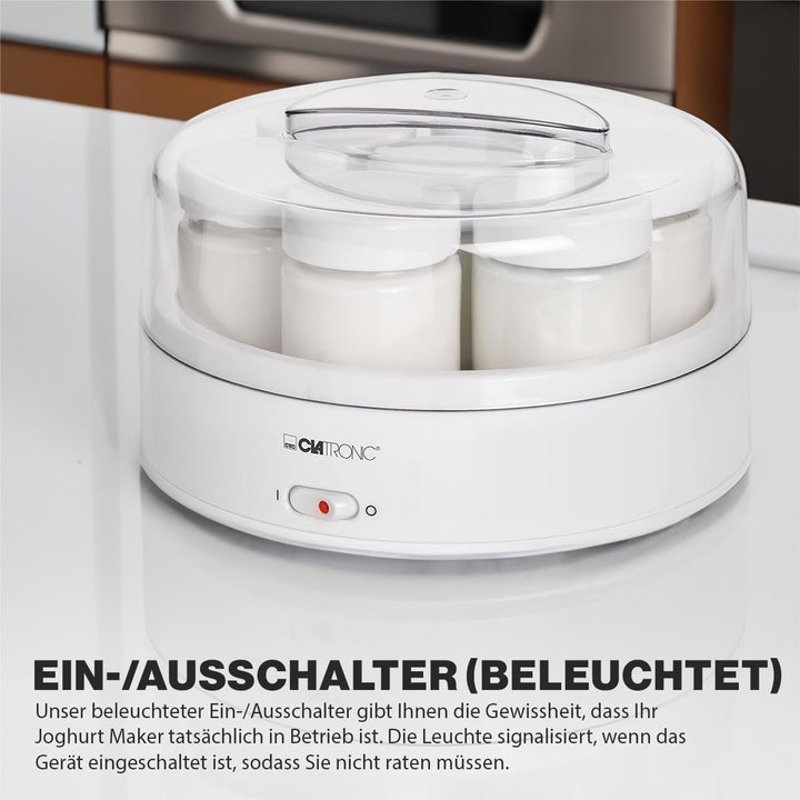 Clatronic Joghurtmaschine/Joghurtbereiter/Joghurt-Maker JM 3344 für (greek) Yoghurt, Frischkäse & Qu