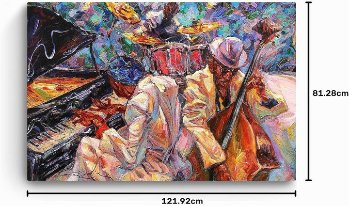 Startonight Bilder Orange Jazz Orchester Musik Malerei - Leinwandbilder Moderne Kunst - Abstrakte Wa