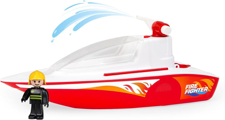 Lena BOAZZ Feuerwehrboot 36 cm, Spielzeugboot Indoor und Outdoor, für Kinder ab 2 Jahren, mit Wasser