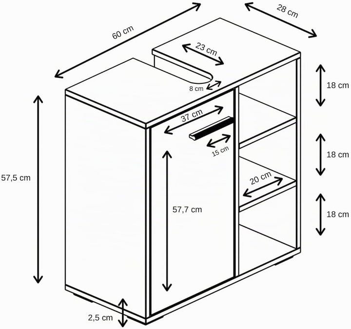Badezimmer Badmöbel Neptunes Schwarz - Unterschrank Badmöbelset, Schwarz