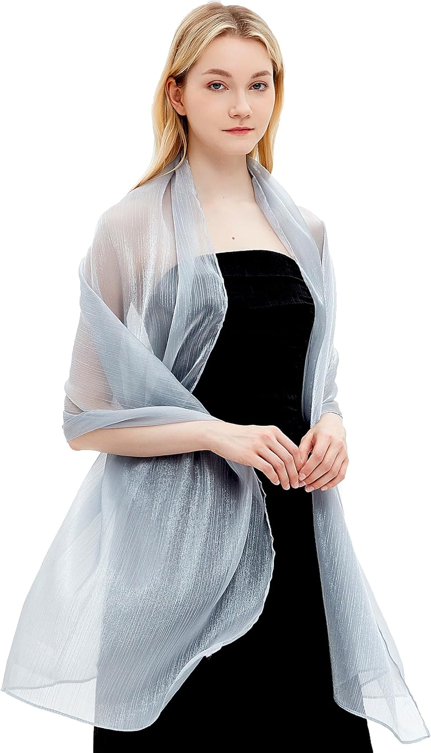 Gragengs Damen Schals und Wraps für Abendkleider Leichte Sheer Crepe Tücher Shimmer Hochzeit Party S