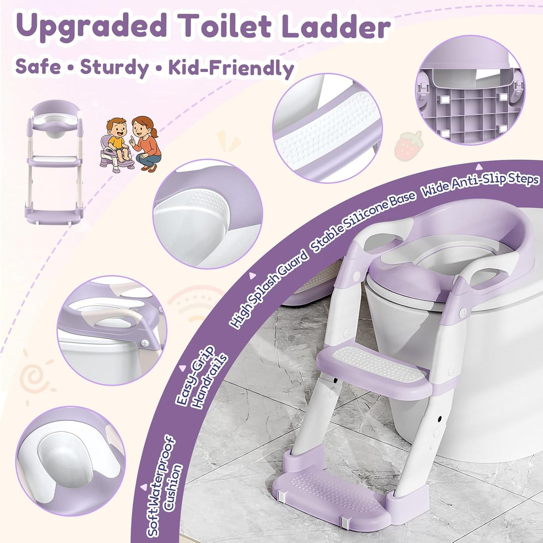 Toilettensitz Kinder, 3 IN 1 Toilettensitz Kinder mit Treppe für Jungen Mädchen, Upgraded 3-in-1 Bab