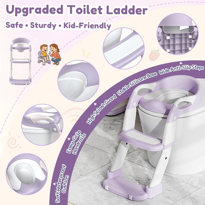 Toilettensitz Kinder, 3 IN 1 Toilettensitz Kinder mit Treppe für Jungen Mädchen, Upgraded 3-in-1 Bab