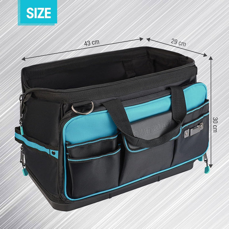 DURATECH Werkzeugtasche Elektriker Wasserdicht 43CM, Profi Werkzeugtasche mit breiter Öffnung & hohe