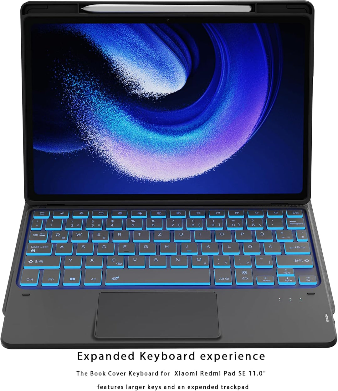 für Xiaomi Pad 6/Pad 6 Pro 11 Zoll Hülle mit Tastatur : 7-Farbiger Beleuchtung, Smart Touchpad, Abne