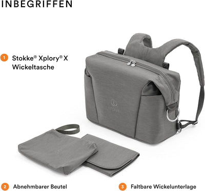 Stokke Xplory X Wickeltasche – Trageoption als Schultertasche oder Rucksack – Inklusive faltbarer Wi