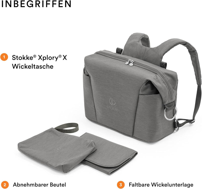 Stokke Xplory X Wickeltasche – Trageoption als Schultertasche oder Rucksack – Inklusive faltbarer Wi
