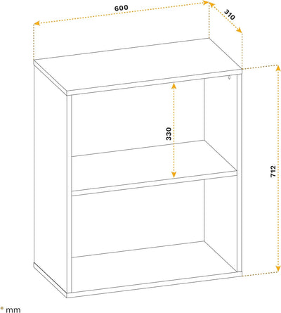 RICOO Bücherregal 2 Fächer 71 x 60 x 31cm schmales Regal Spannplatte aus Holz Eiche Sonoma braun WM1