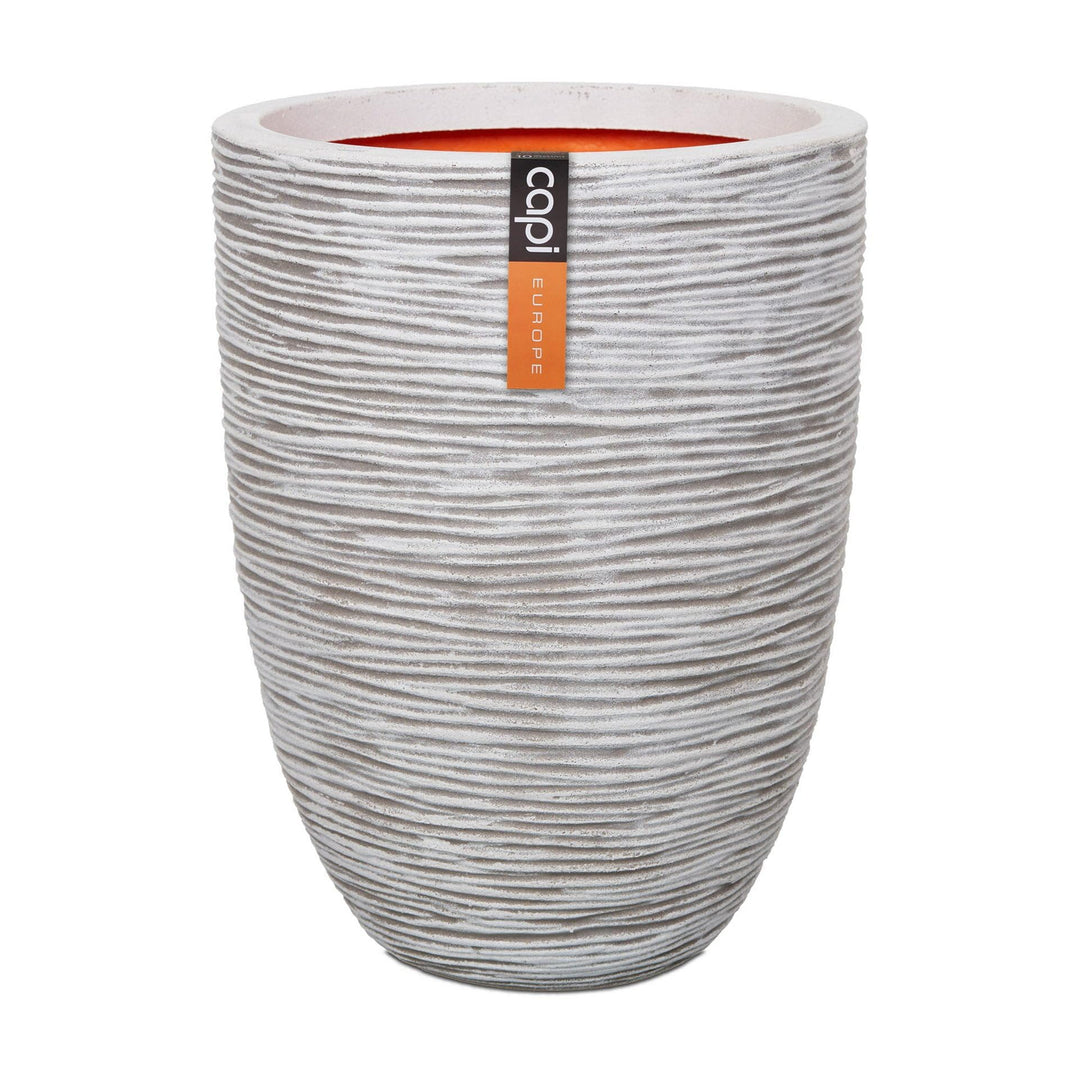 Capi Europe - Gefäss elegant niedrig Rib NL - 34x46 - Elfenbein - Öffnung Ø27 - Blumentopf für den I