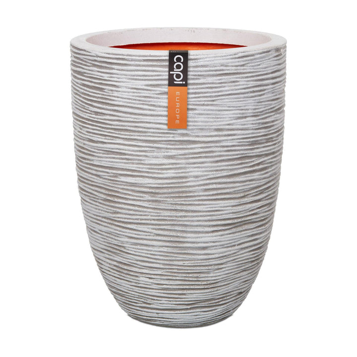 Capi Europe - Gefäss elegant niedrig Rib NL - 34x46 - Elfenbein - Öffnung Ø27 - Blumentopf für den I