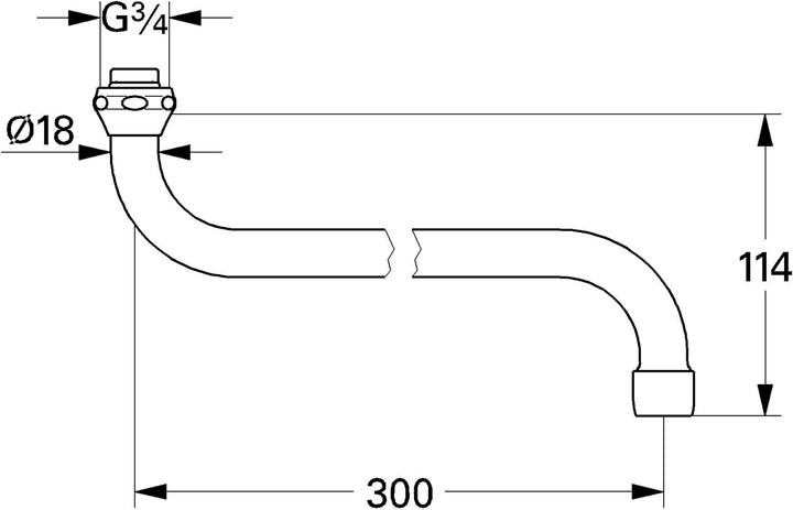 GROHE S-Auslauf (DN15, für Küchen- Wandbatterie, 301 mm, langlebige Oberfläche), chrom, 13017000 300