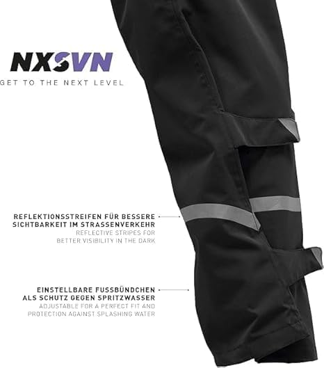 Oberle Schwarze Rubberneck NXSVN Fahrrad Regenhose mit 3M Reflektoren, Atmungsaktiv, Reflektierend G