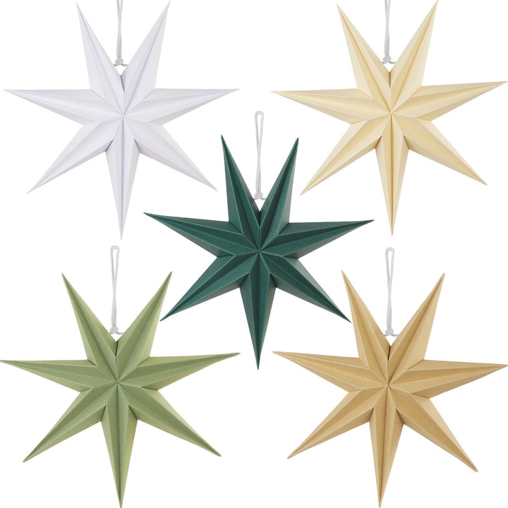 EASY JOY 5er Set Papiersterne 30cm Salbeigrün Faltstern Weihnachten Dekoration Dunkelgrün 9 Zacken W