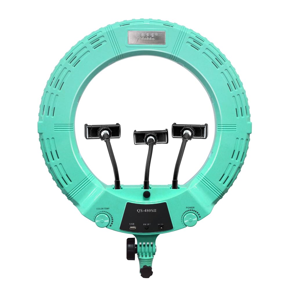 Yidoblo QS-480SII 3200k-5500k Dimmbares LED-Video-Ringlicht-Kit mit Handyhalter,Schminkspiegel,Stati