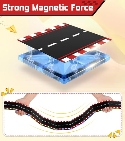 COOLJOYA Magnetische Bausteine 65 Teile | Magnetspielzeug Magnet Bausteine Strassendeckel Set für Ki