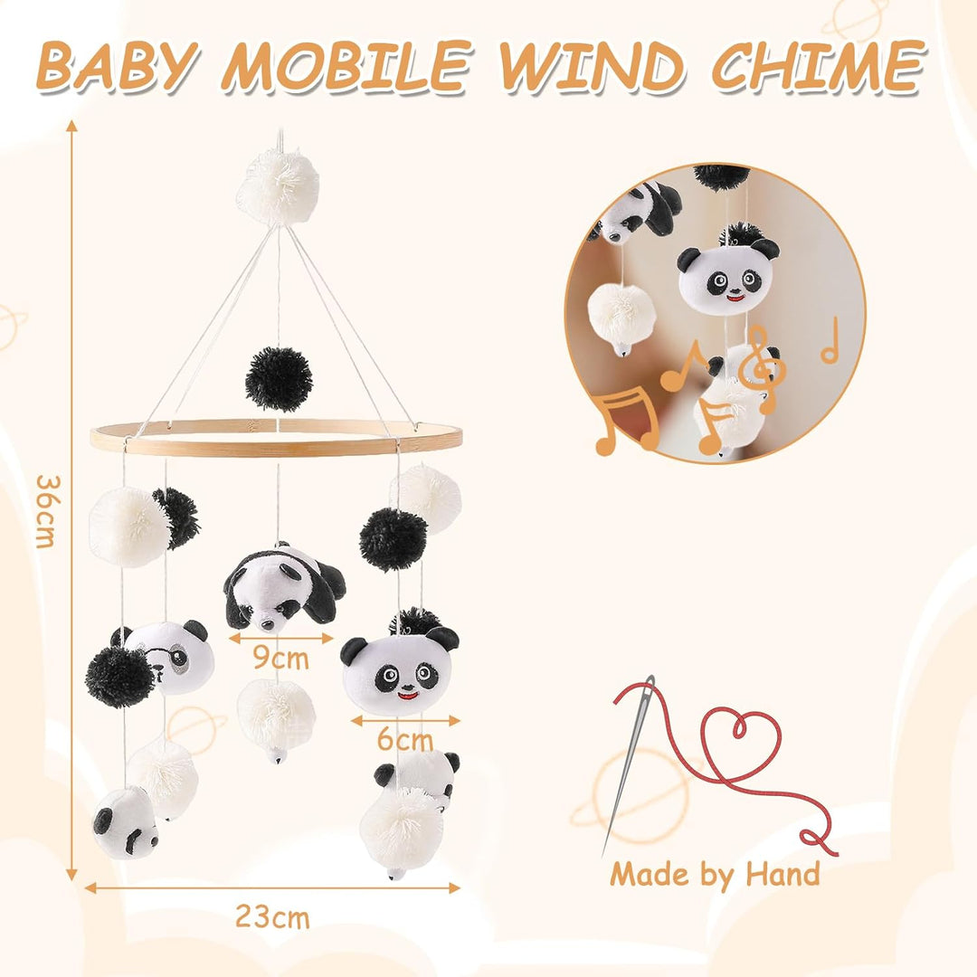 Mobile Babybett Baby Mobile Mit Filzbällen 3D-Panda-Muster Hängende Spieldekorationen Geschenke Für