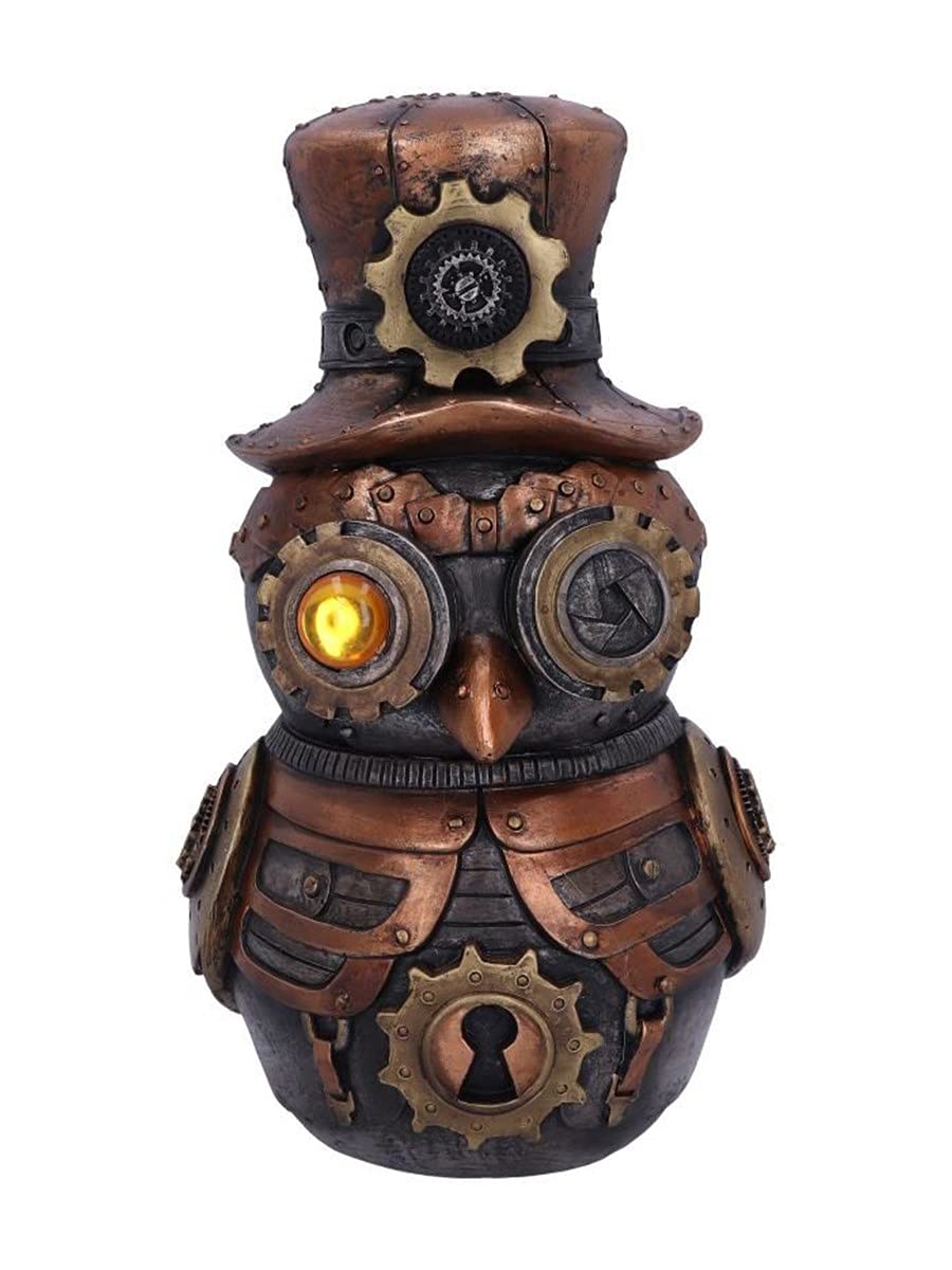 Nemesis Now Hootle Steampunk-Figur Eule mit Zylinder, 22,7 cm, Bronze, 22.7cm