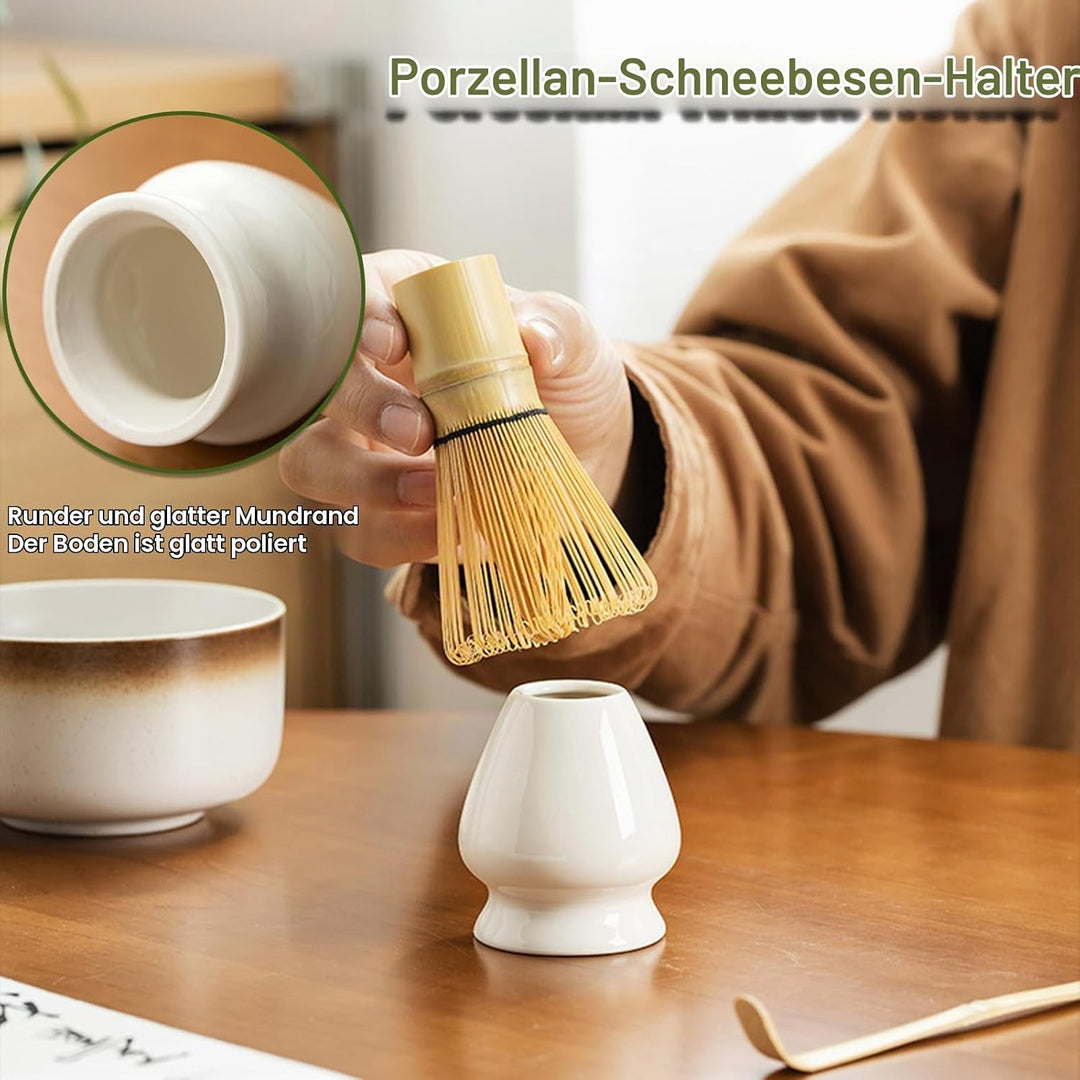 Matcha Set, 6-teilig mit Sieb, Matcha Besen, Keramik Matcha Schale, Matcha Tee Chasen Whisk und Teel