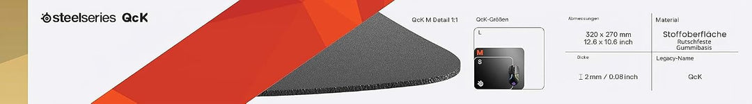 SteelSeries QcK Gaming Surface - Mitteldickes Tuch - Mauspad aller Zeiten - Peak Tracking und Stabil