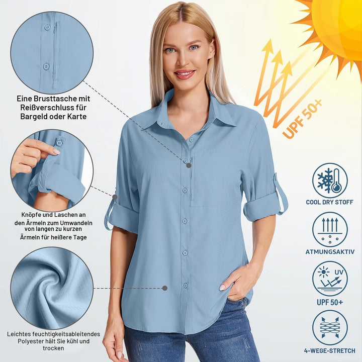yeyity Damen Hemdbluse UV Schutz Langarmshirt Damen Schnell Trocknende Sport Shirts Wandershirt Safa