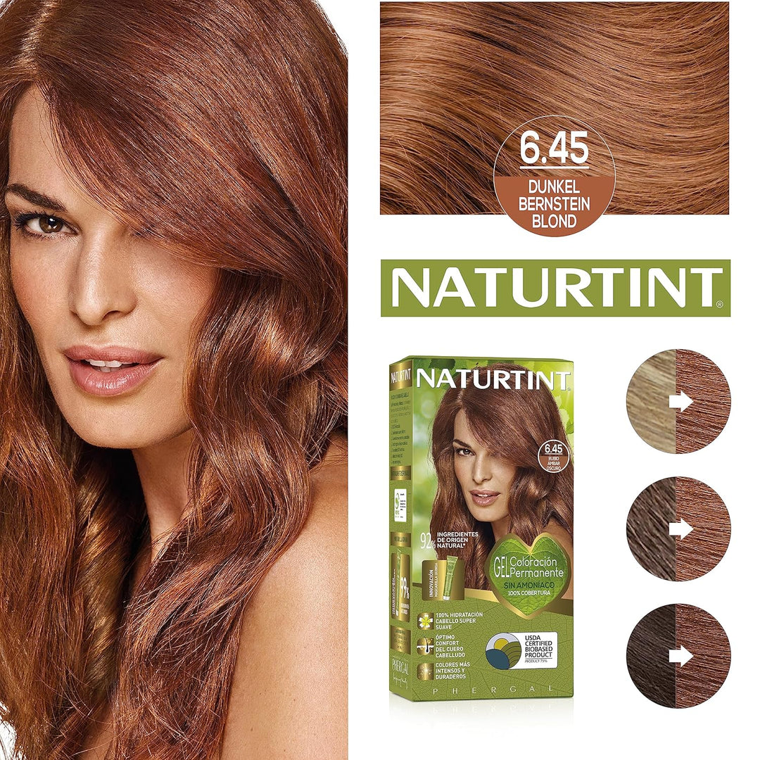 Naturtint | Haarfarbe Oohne Ammoniak | 6.45 Dunkel Bernstein Blond | Hoher Anteil an natürlichen Inh
