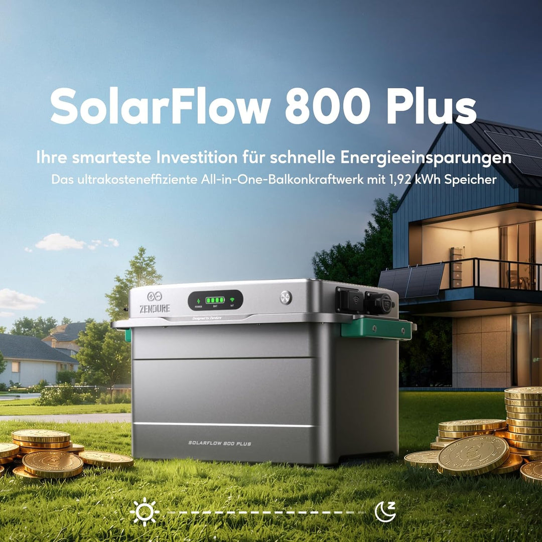 All-in-One Balkonkraftwerk mit Speicher, ZENDURE SolarFlow 800 Plus Photovoltaik Speicher mit Batter