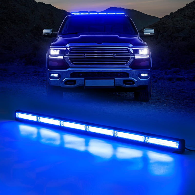 90 cm LED Rundumkennleuchte 60W Blau Rundumleuchte für Auto Anhänger Wohnwagen SUV -14 Blinkende Str