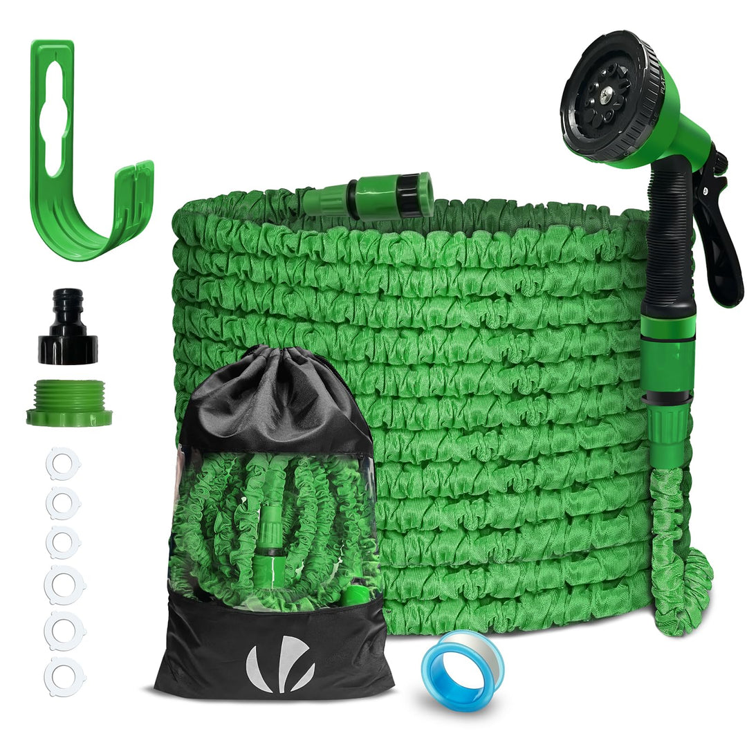 VOUNOT Flexibler Gartenschlauch 15 m, Flexibel Wasserschlauch Dehnbarer mit 10 Sprühfunktionen, Schn