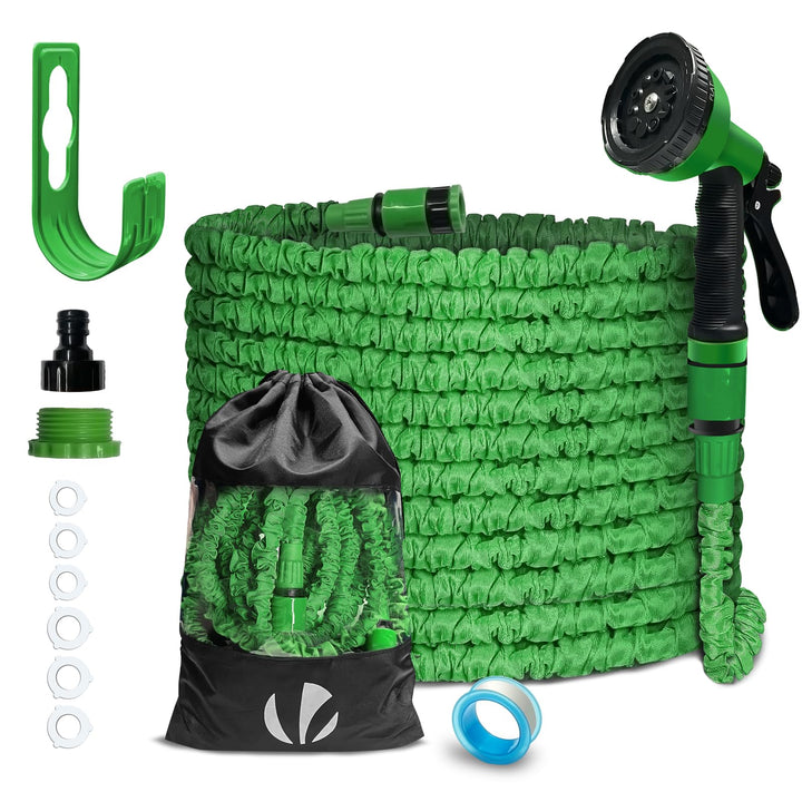 VOUNOT Flexibler Gartenschlauch 15 m, Flexibel Wasserschlauch Dehnbarer mit 10 Sprühfunktionen, Schn