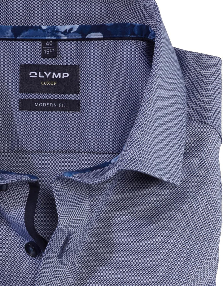 OLYMP Herren Businesshemd Kurzarm Luxor,Einfarbig,modern fit,Global Kent 41 Marine 18