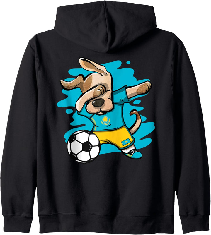 Dabbing Hund Kasachstan Fussball Kasachstanische Flagge Sport Kapuzenjacke