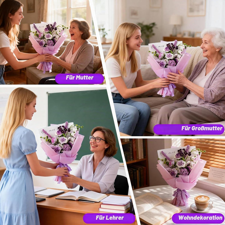 BoloShine Häkelset Blumen, Rose Blumenstrauss Häkelset für Anfänger Erwachsene, Häkelblumen Set mit