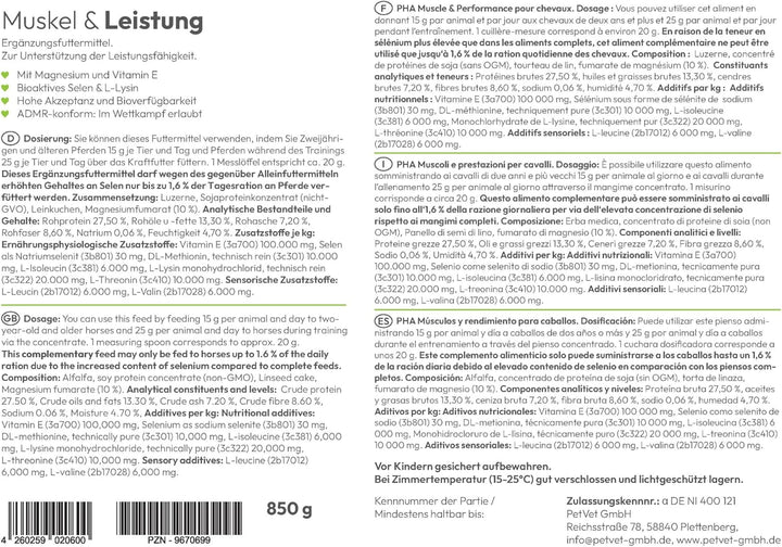 PHA Muskel &amp; Leistung Pferd, Ergänzungsfutter zur Unterstützung von Muskelaufbau und Leistungsfähigk