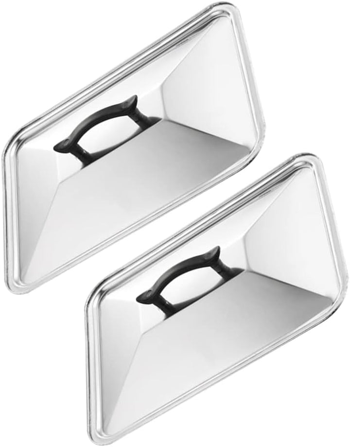 2 Stücke Bratpfannen Abdeckung Edelstahl Grillpfanne Deckel Pfannendeckel Rechteckig Universal Topfd